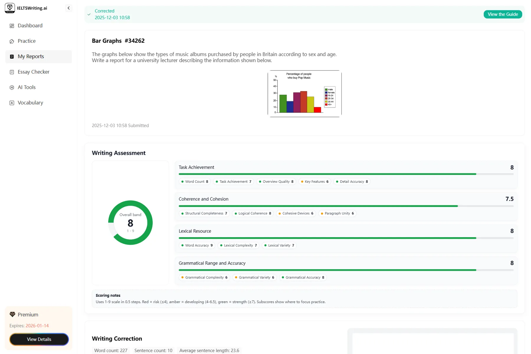 IELTS Writing Practice Dashboard
